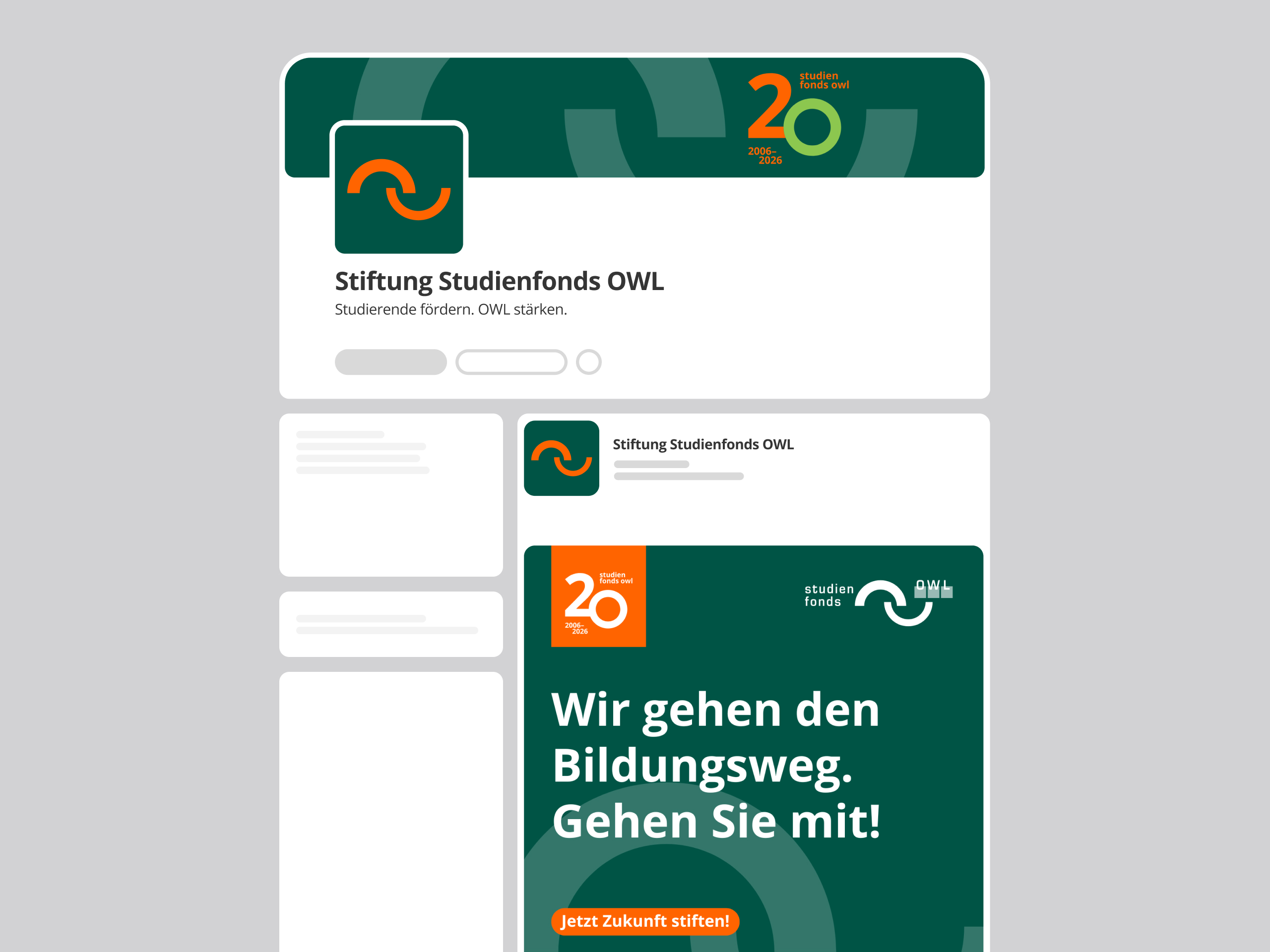 Linkedin Profilseite des Studienfonds OWL