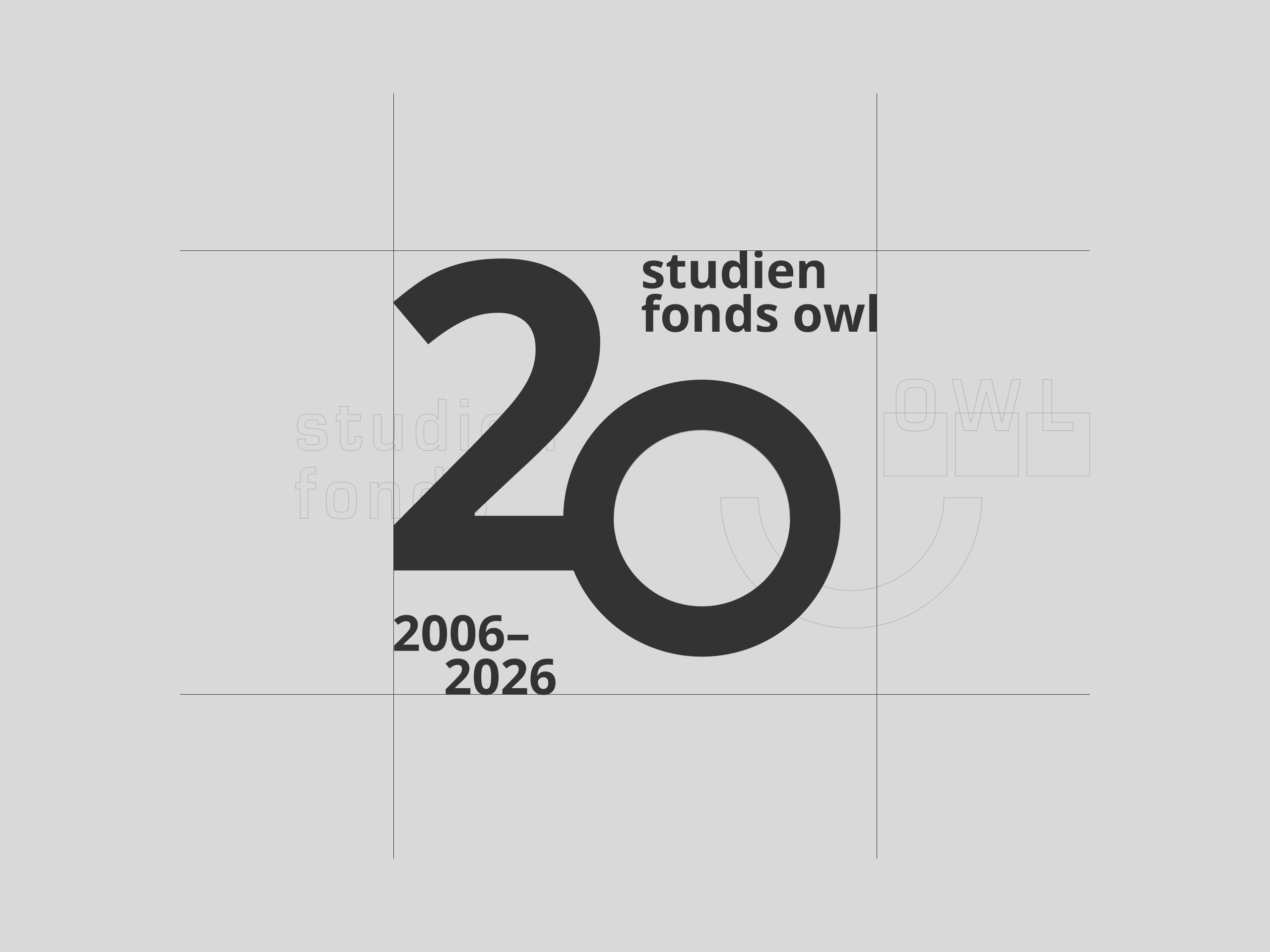 Studienfonds OWL Jubiläumslogo mit Raster in Schwarz und grau.